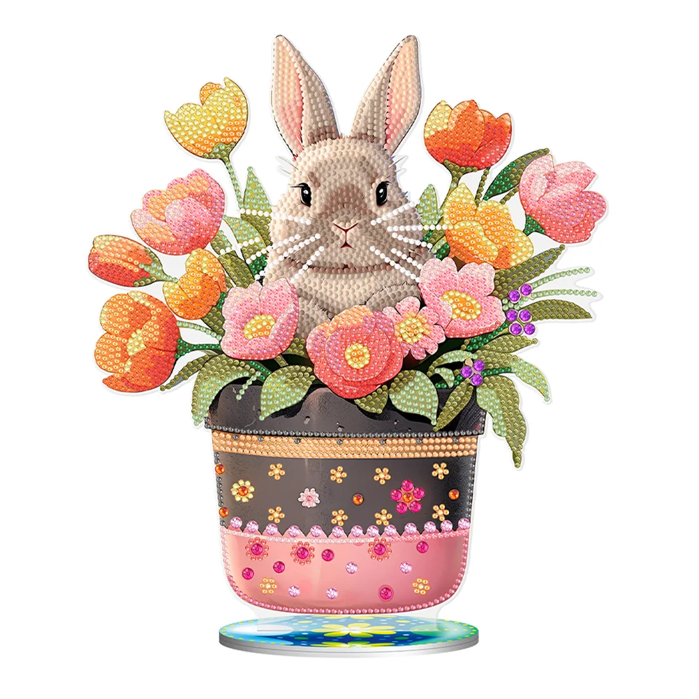 DIY Diamond Painting Desktop Ornaments Kit for Office Decor (Easter Egg Bunny)