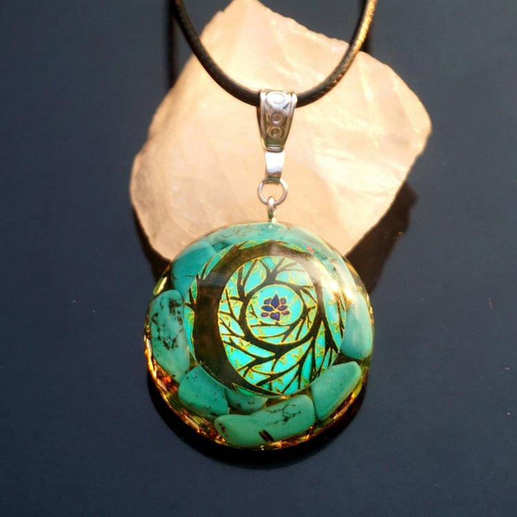 YOY-Turquoise Quartz Chakra EMF Protection Orgone Pendant