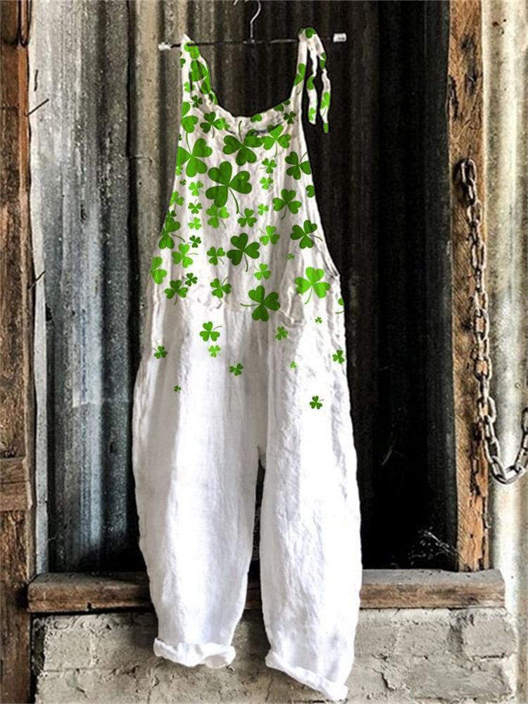 Comstylish St. Patrick's Day Falling Shamrocks Jumpsuit