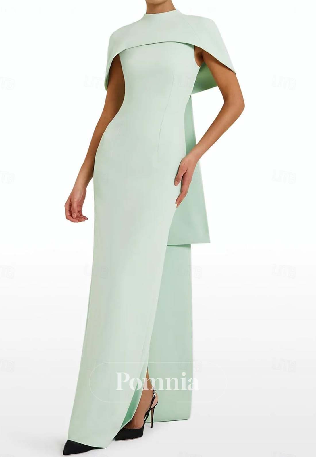 high neck sleeveless dress formal Simple Floor-Length Satin Mother of the Bride Lapel