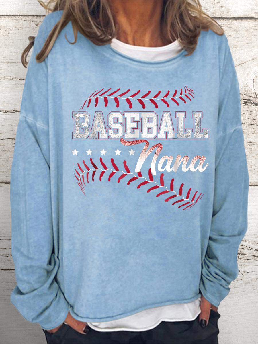 Baseball nana Women Loose Sweatshirt-Guru-buzz