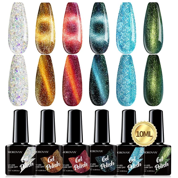 Morovan 6 Colors Glitter Gel Nail Polish Kit GS27-A1