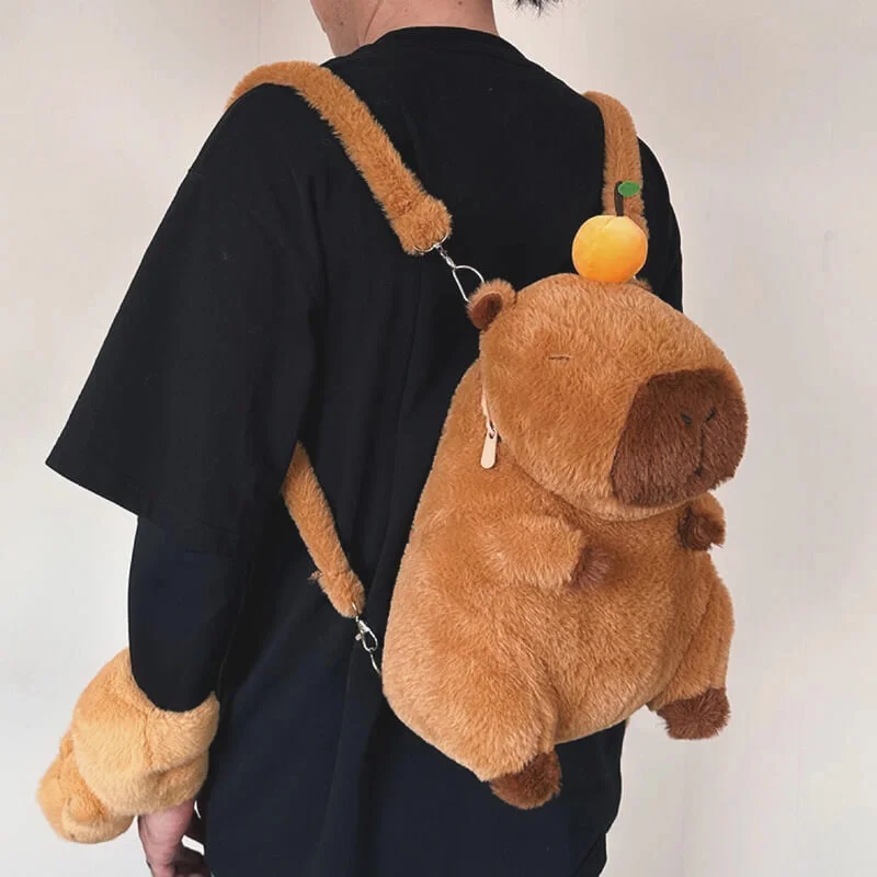 Cuteeeshop Cuteee Family Kawaii Capybara Backpack Plush Bags School Backpack Cute Stuffed Animals Backpack Shoulder Bag