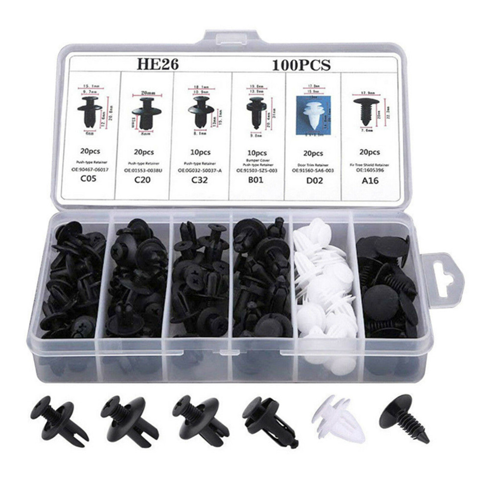 100pcs Car Clips Fasteners 6 Sizes Bumper Fender Door Trim Panel Rivets, 501 Original
100pcs Car Clips Fasteners 6 Sizes Bumper Fender Door Trim Panel Rivets, 501 Original