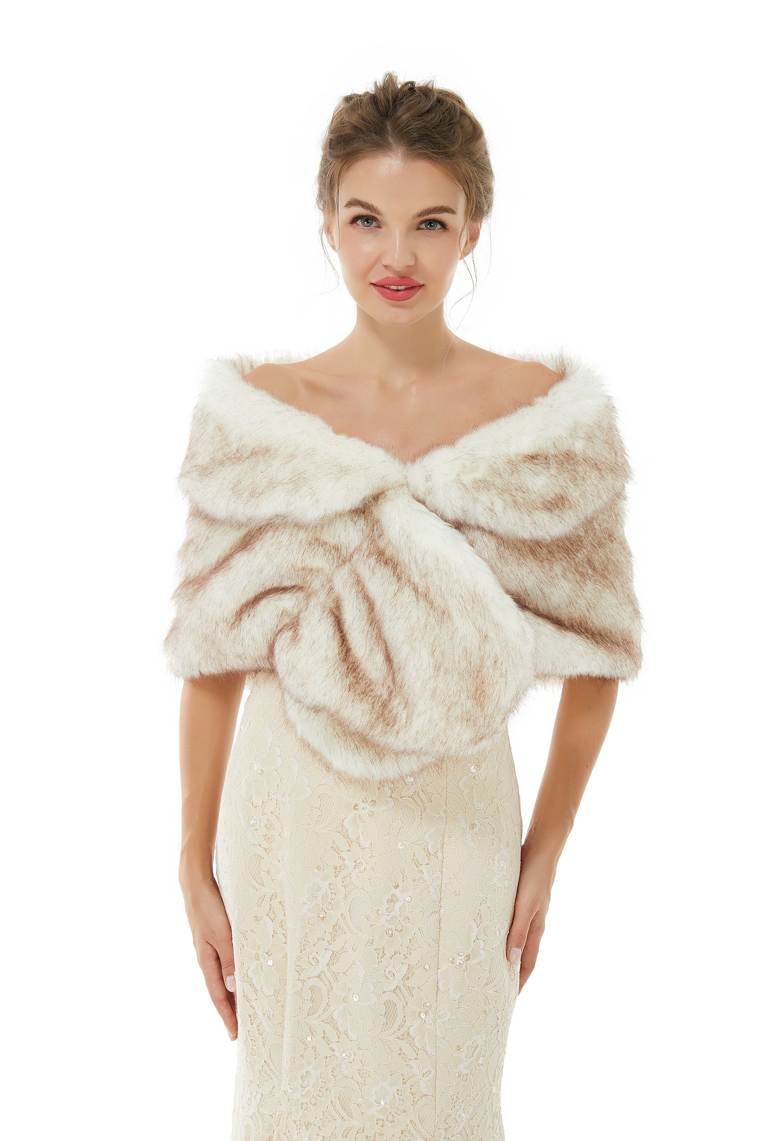 Dresseswow Faux Fur Wrap Women Shawl for Weddings