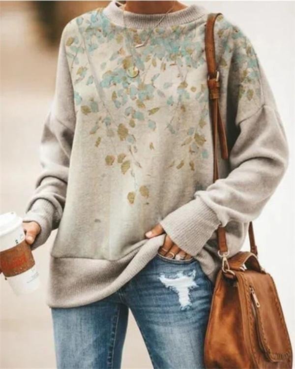 Printed Long-sleeved Round Neck Sweatshirt - Chicaggo