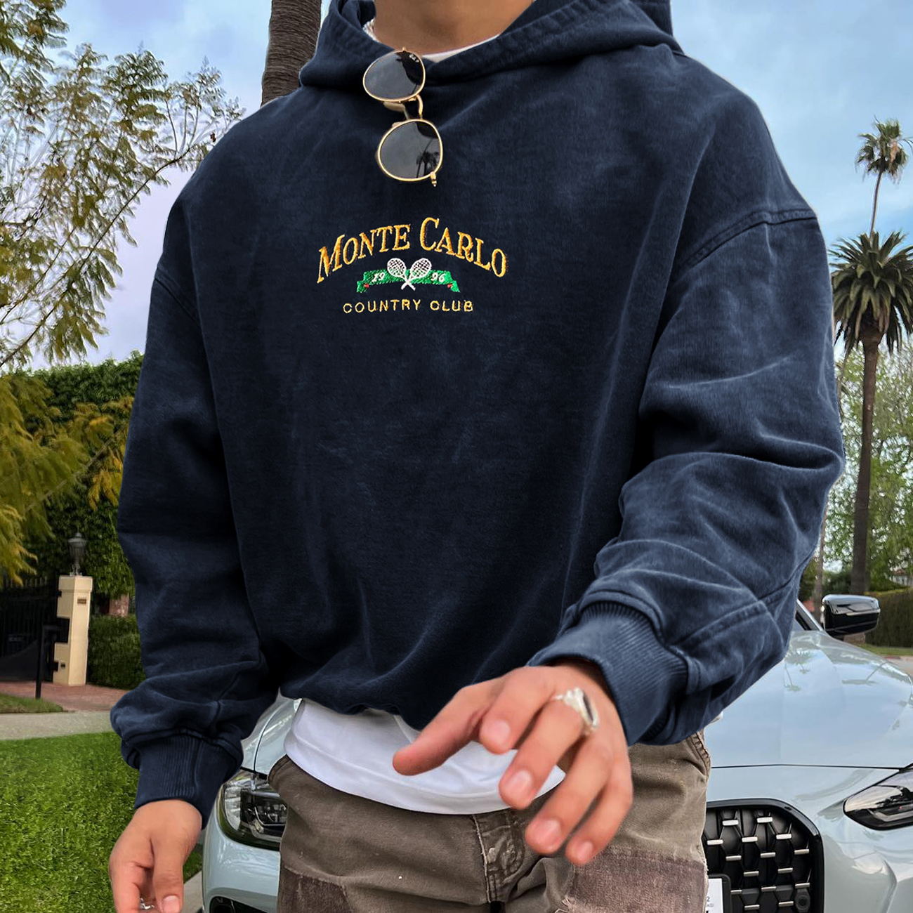 Vintage Unisex Monte Carlo Country Club Hoodie Sweatshirt / [blueesa] /