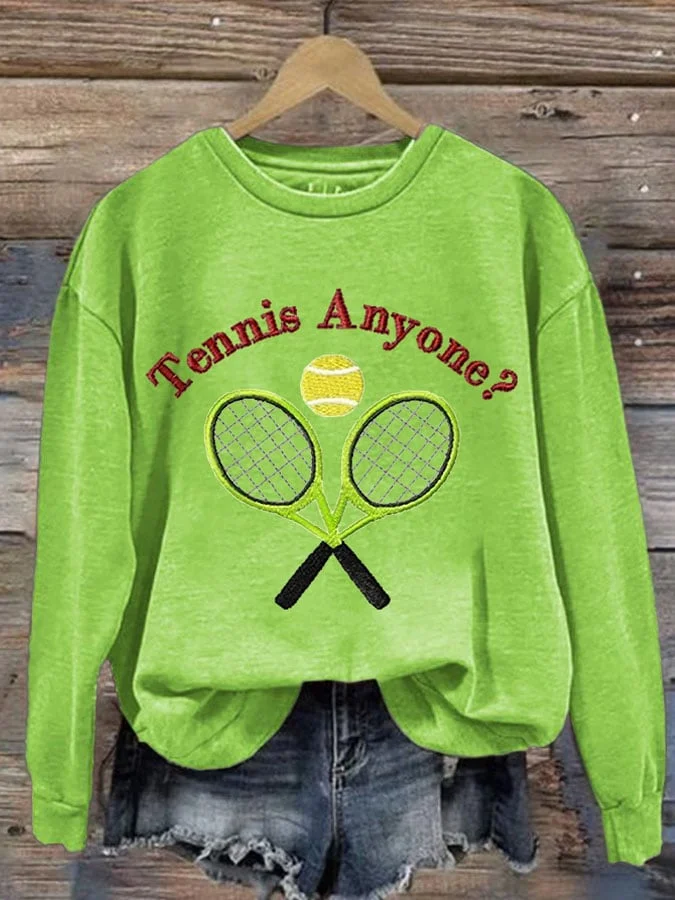 Women's Tennis Anyone Printed Casual Sports Sweatshirt socialshop