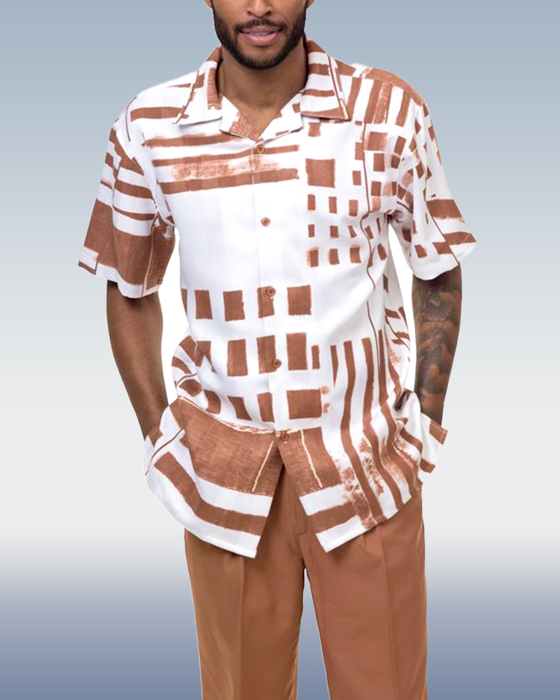 Walking Suits Taupe Mens Two Piece Leisure Suits