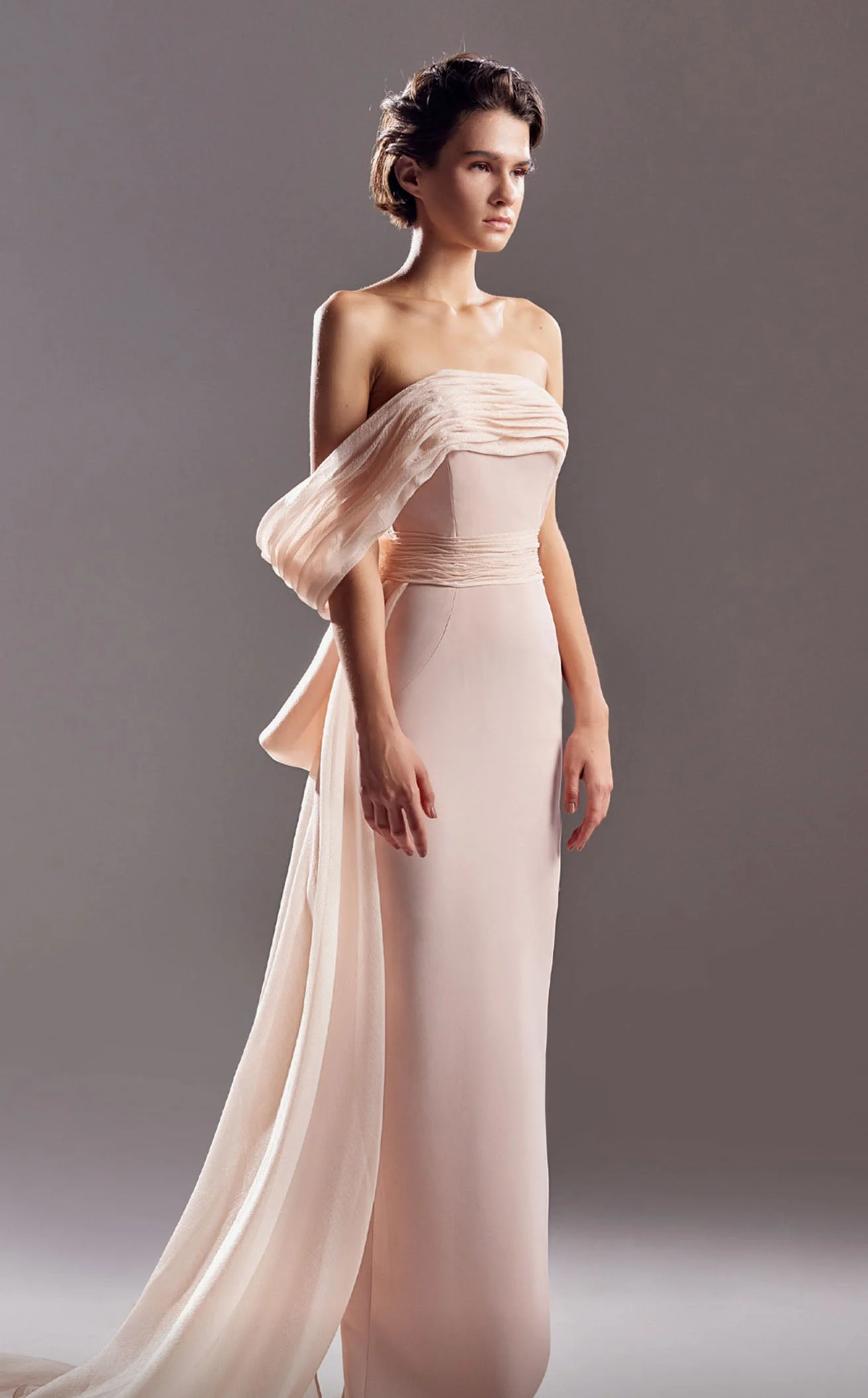Lussooy Strapless Fabulous Ribbon-tied Slimming Sleeveless Evening Dress