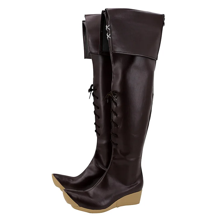 Final Fantasy XIV FF14 Mide Hotgo Brown Shoes Boots Cosplay Accessories Halloween Carnival Props