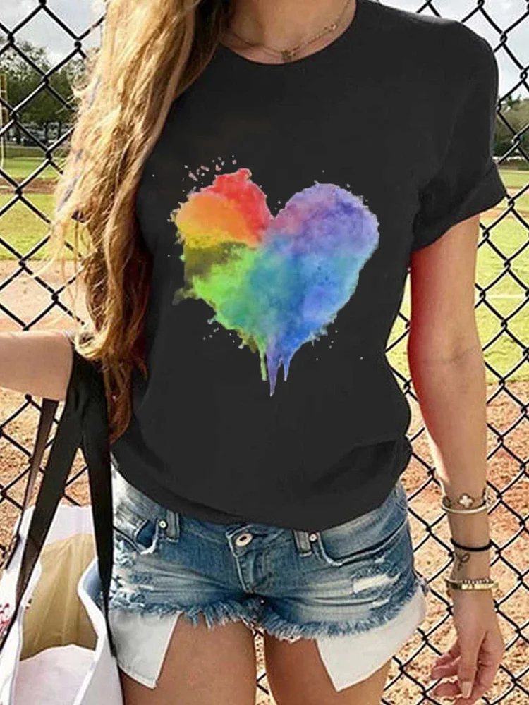 Bestdealfriday Black Patchwork Cotton Printed Short Sleeve Shirts Tops 9362808