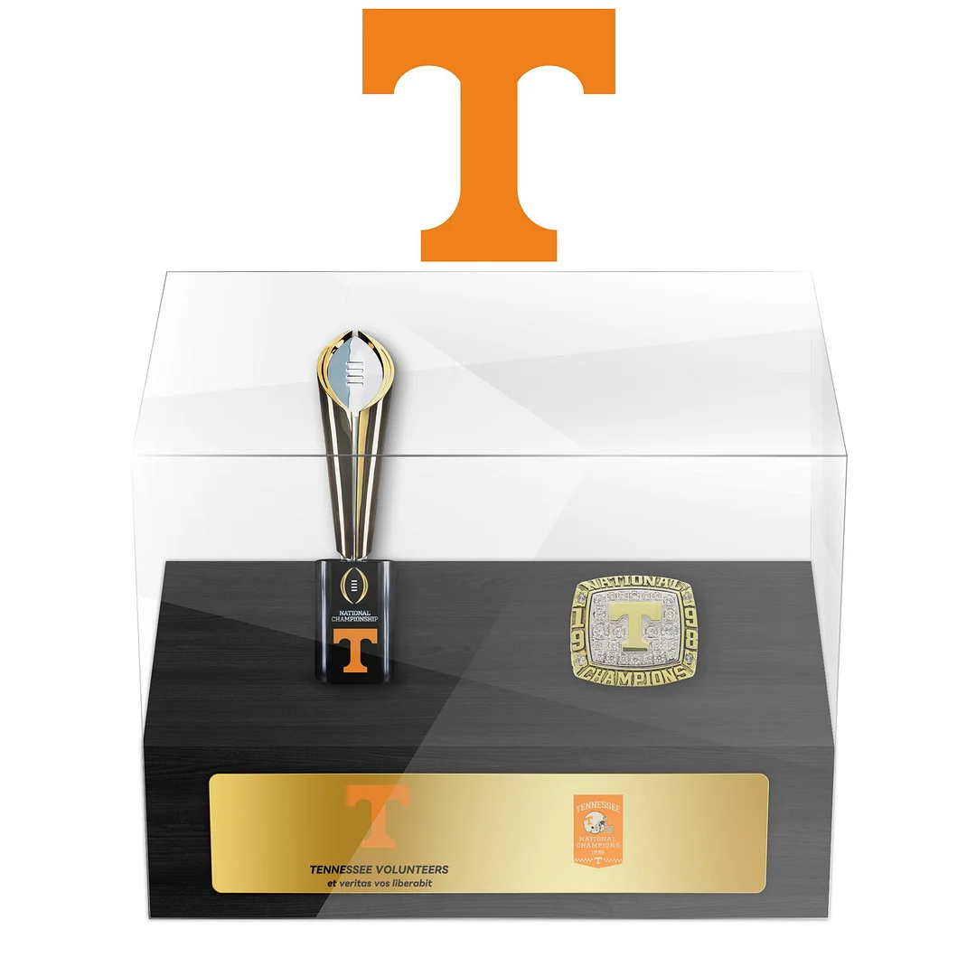 Tennessee Volunteers College NCAA Football Championship Trophy And Ring Display Case