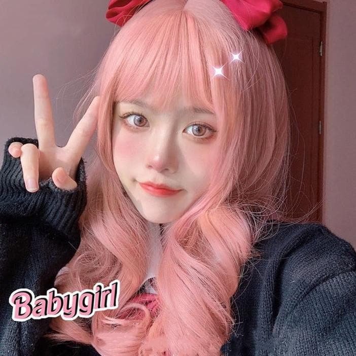 Harajuku Sweet Pink Lolita JK Long Curly Hair SP15773
