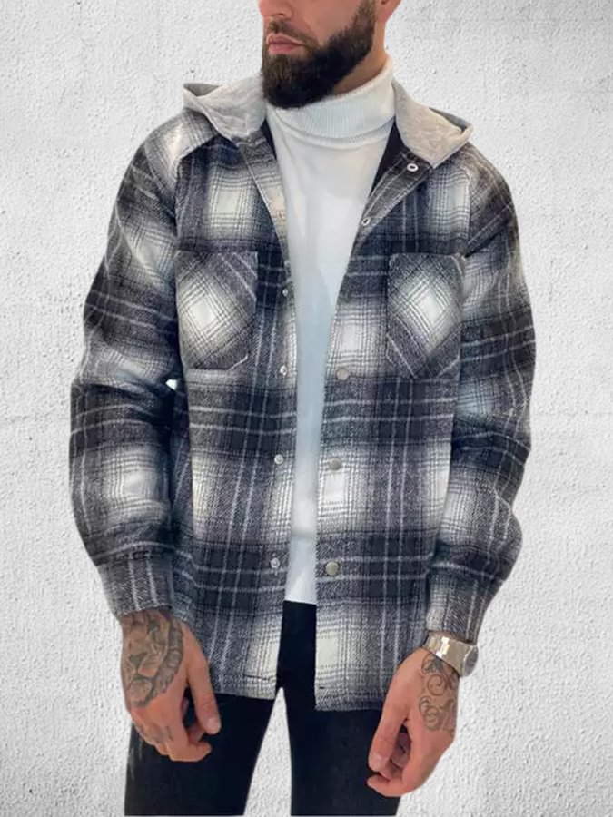 Men's Long Sleeve Plaid Jacket