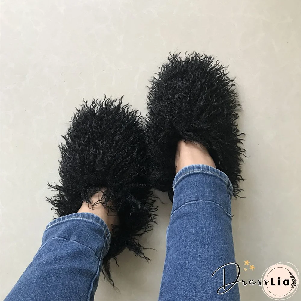 Fluffy Cotton Shoes Indoor Plush Warm Home Slippers
