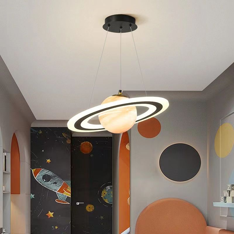 Contemporary Creative Sphere Metal Acrylic Glass LED Pendant Light For Bedroom