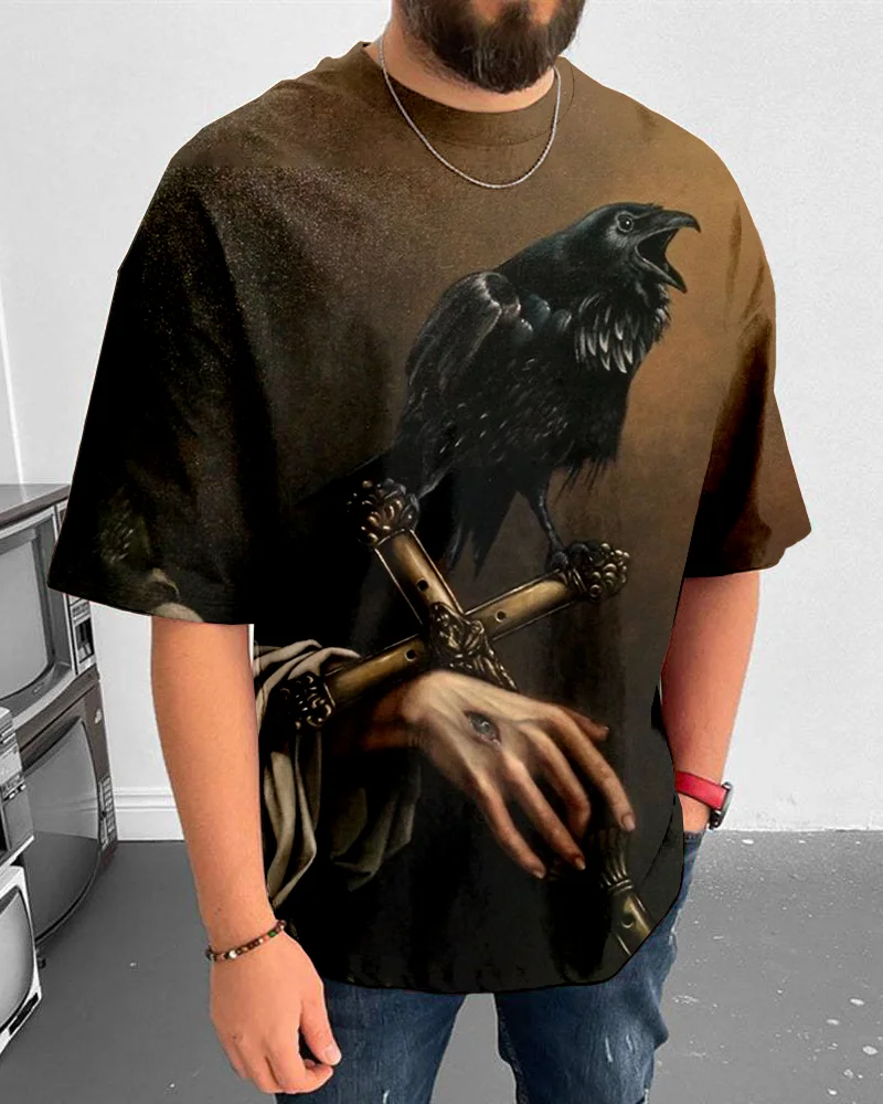 Suitmens Men's Halloween Crow Short Sleeve T-Shirt 055