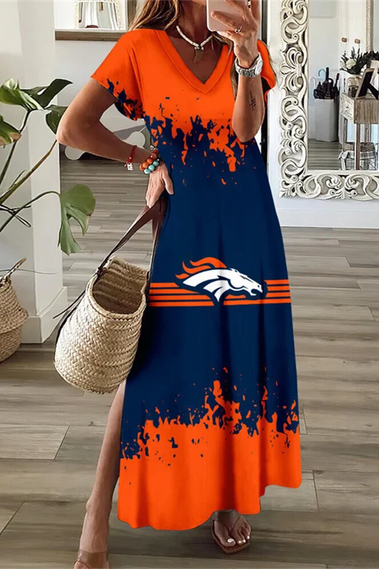 Denver Broncos
V-Neck Sexy Side Slit Long Dress