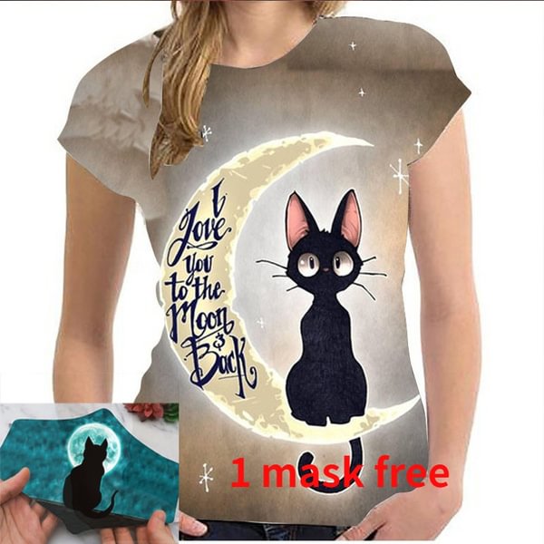 Trending Women's Fashion Moon Cat Cat Lover I Love You To The Moon Back Short Sleeve Casaua Summer Beach Tshirt Unisex Shirts - Life is Beautiful for You - SheChoic