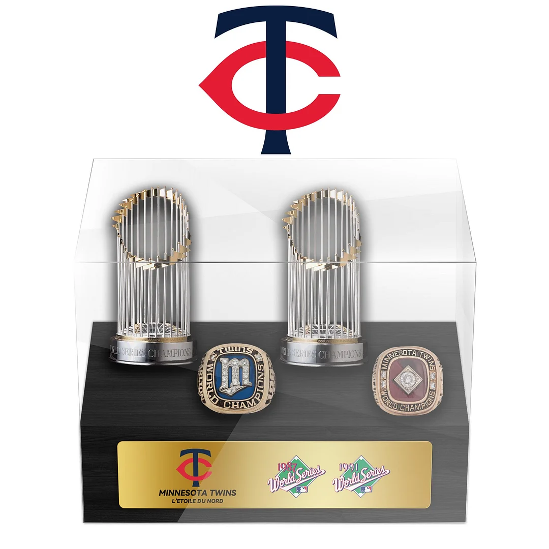 Minnesota Twins MLB World Series Championship Trophy And Ring Display Case