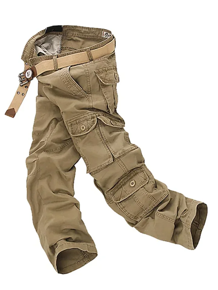 Men's Cargo Pants Trousers Parachute Pants Multi Pocket Plain Full Length Cotton Blend Casual Black Camouflage Micro-elastic-JRSEE