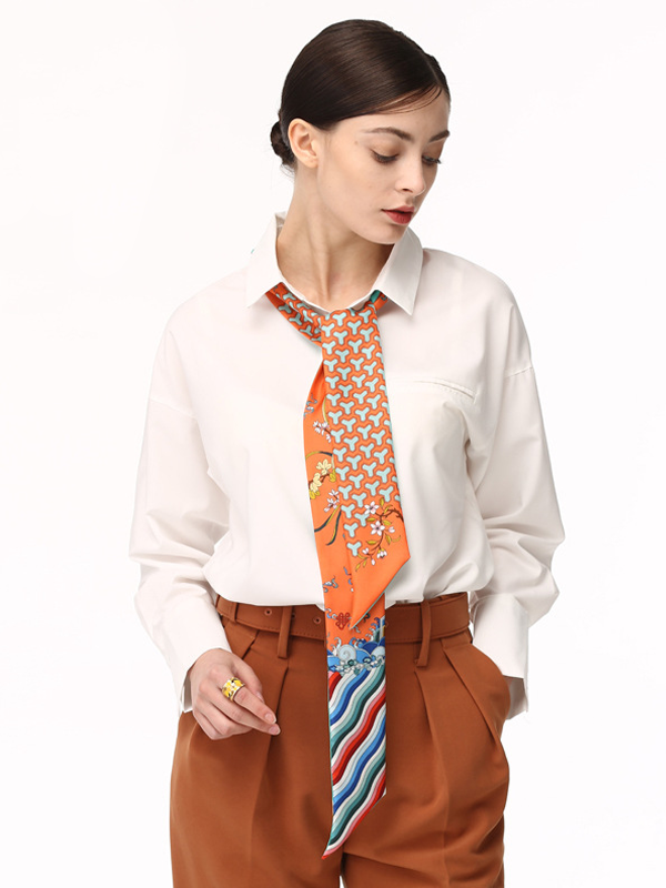 Silk Scarf All-match Thin Ribbon Style For Women