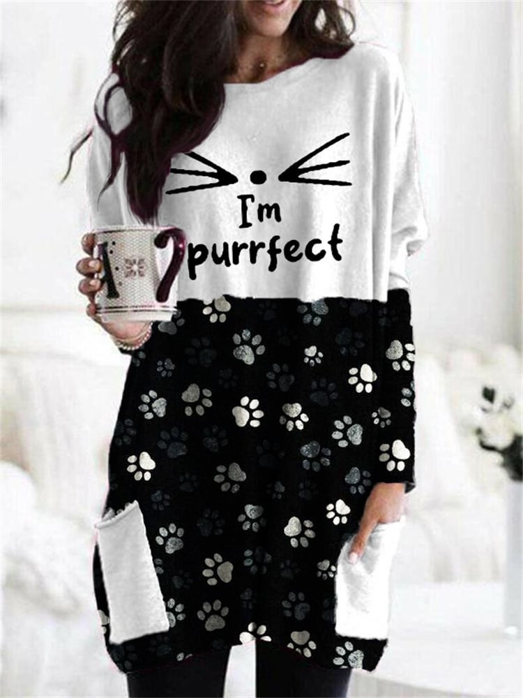 Comstylish I'm Purrfect Lovely Cat & Paws T Shirt