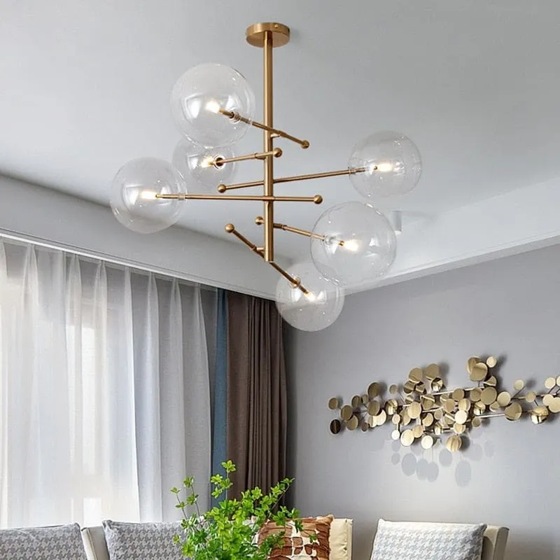 Modern Bronze Glass Pendant Light Glass Bubbles Chandelier Study Living ...