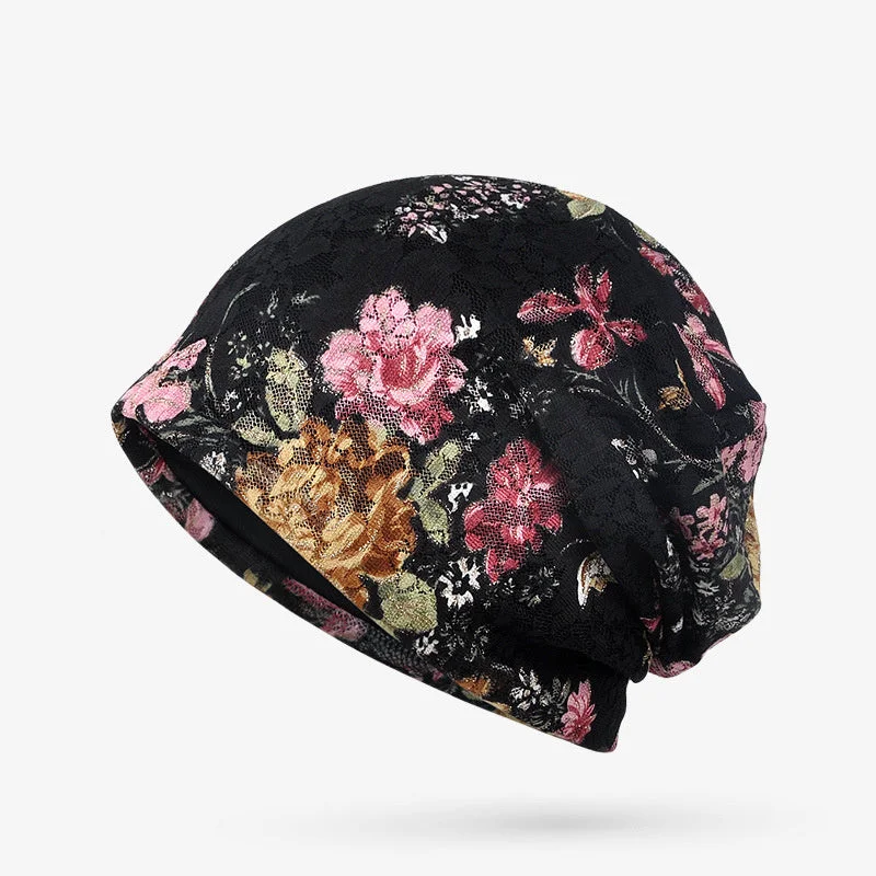 Women's Floral Printed Casual Lace Baotou Hat