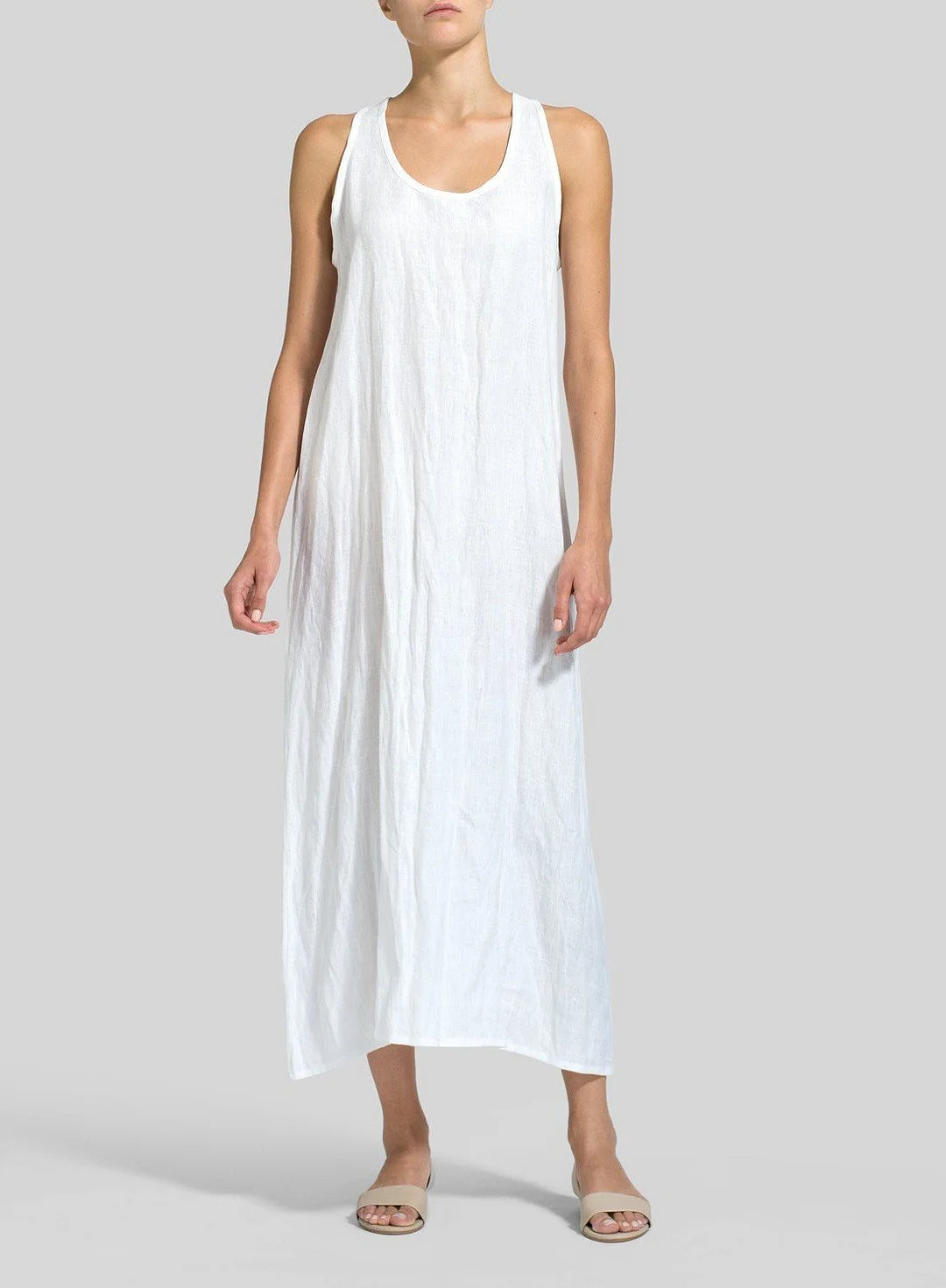 Women's Loose Cotton Linen Long Tank Top Dress Sleeveless Maxi Dress