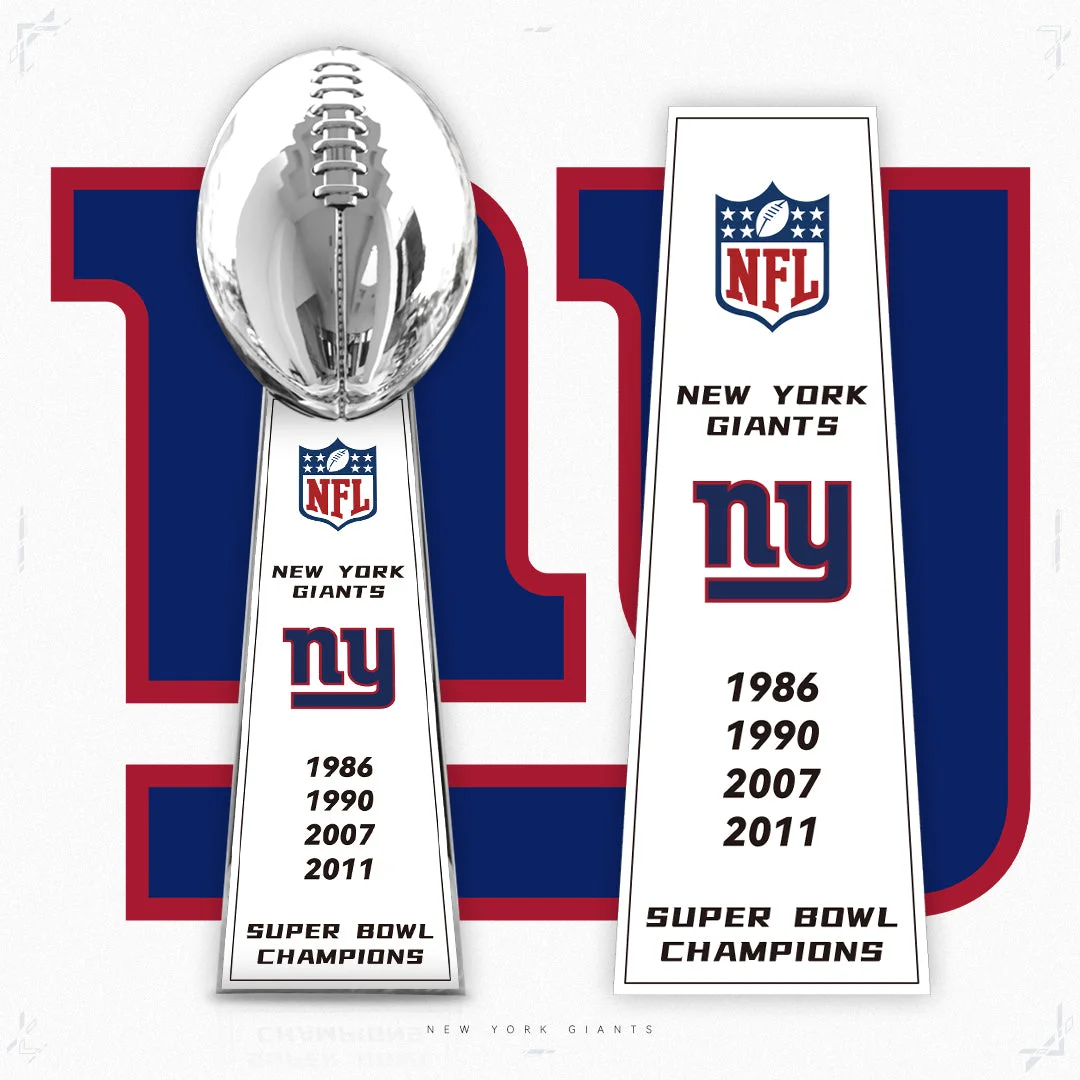 [NFL]New York Giants，2011/2007/1990/1986 Vince Lombardi ,  Super Bowl Championship Trophy Resin Version