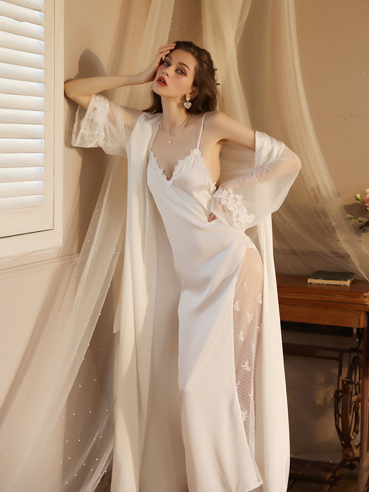 Lovingerie - Summer Long Lace Sexy Nightgown with Slip Dress