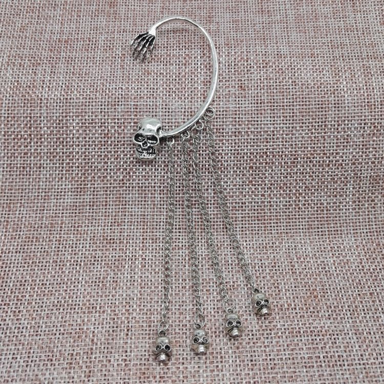 Punk Rock Skull Tassel Earrings