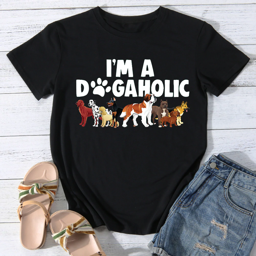 I'm A Dogaholic Dog Lover T-shirt Tee -013433-Guru-buzz