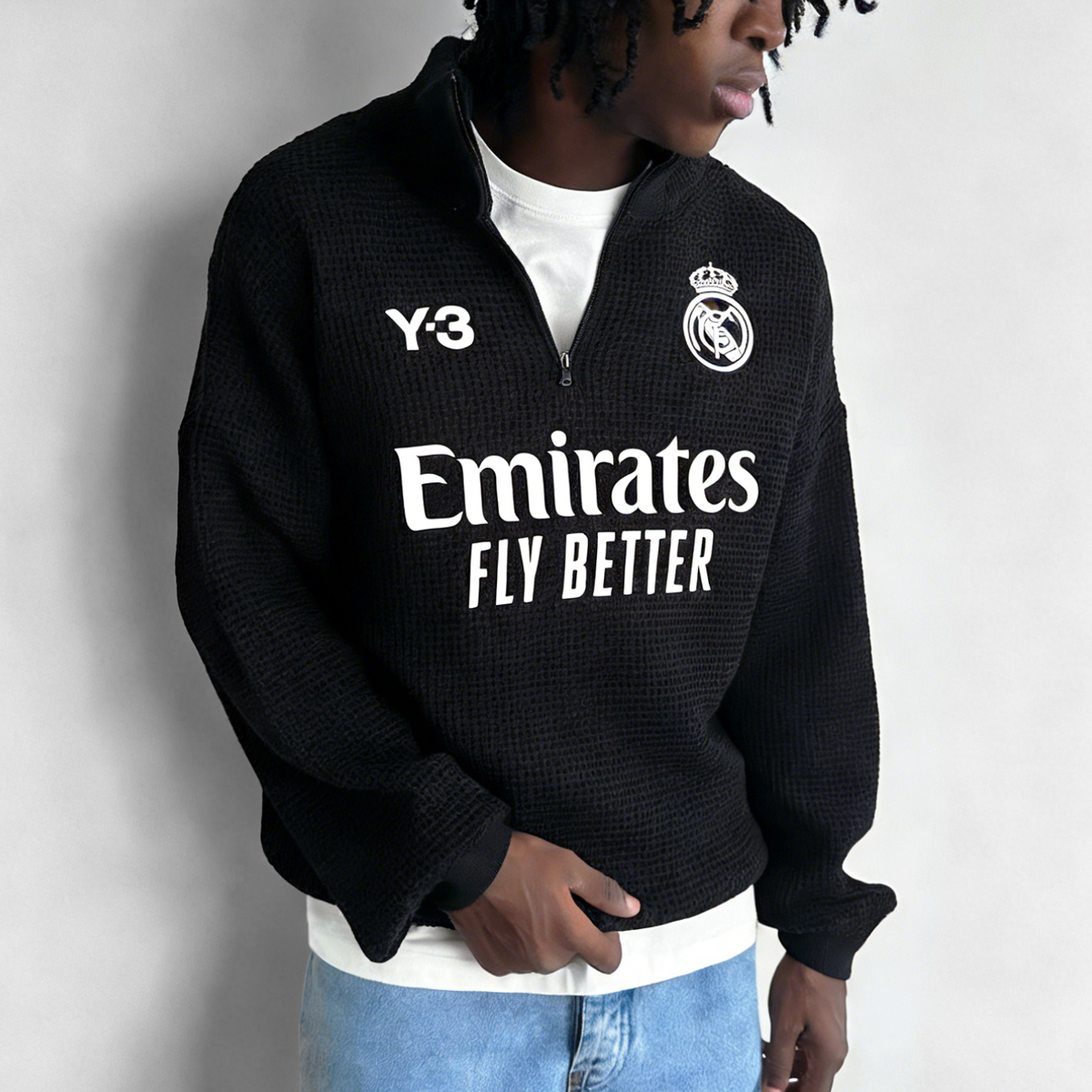 Men's Quarter-Zip Sweater with Team Logo and Sponsor Print