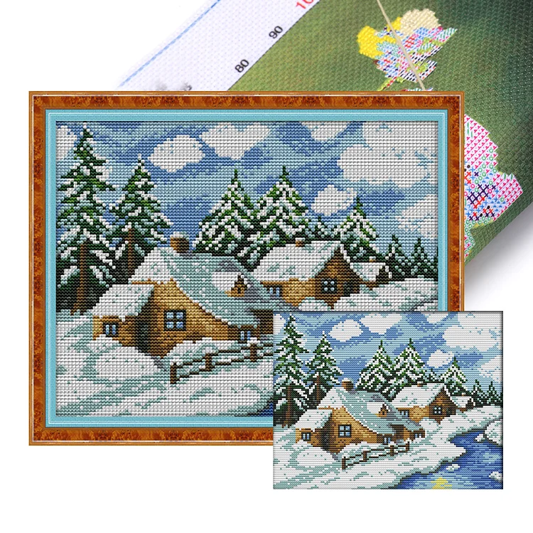 Winter Fairy House - 14CT Joy Sunday Stamped Cross Stitch(29*22cm)
