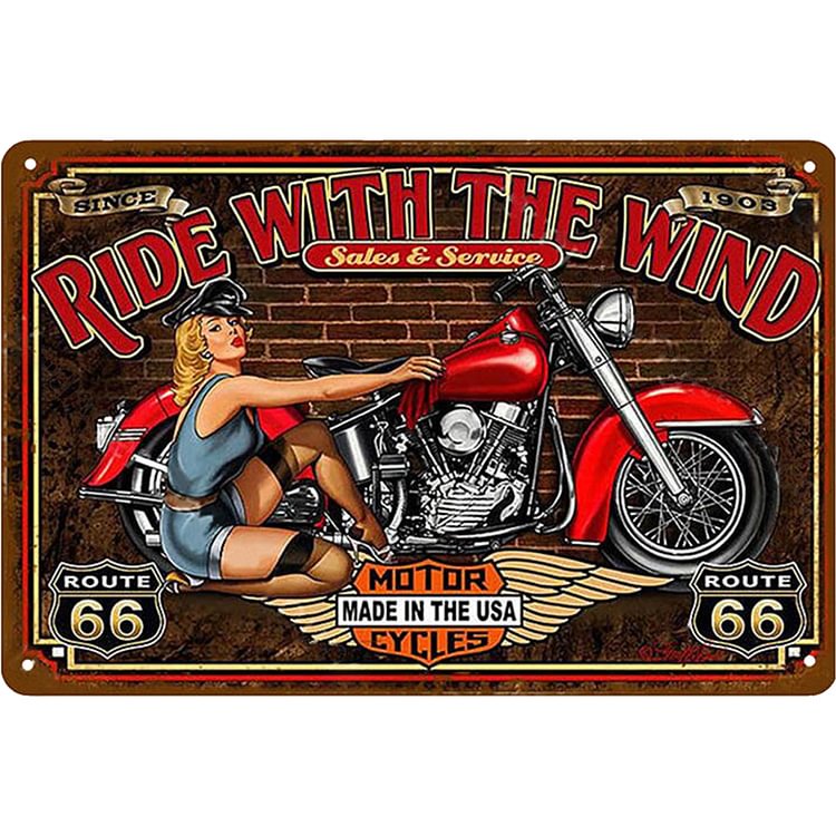 Ride with the wind Motorcycles - Vintage Tin Signs/Wooden Signs - 20*30cm/30*40cm
