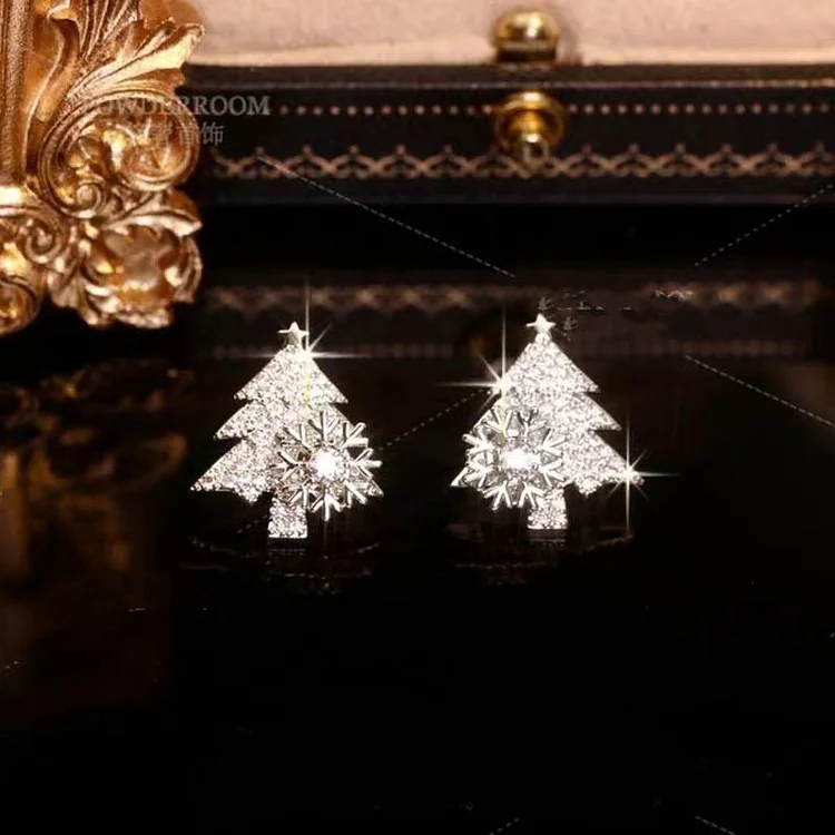 Christmas Tree Swivel Snowflake Earrings