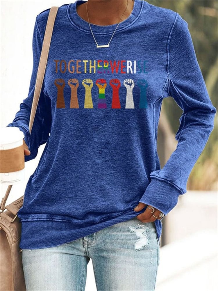 VChics Together We Rise Unity Print Casual Sweatshirt
