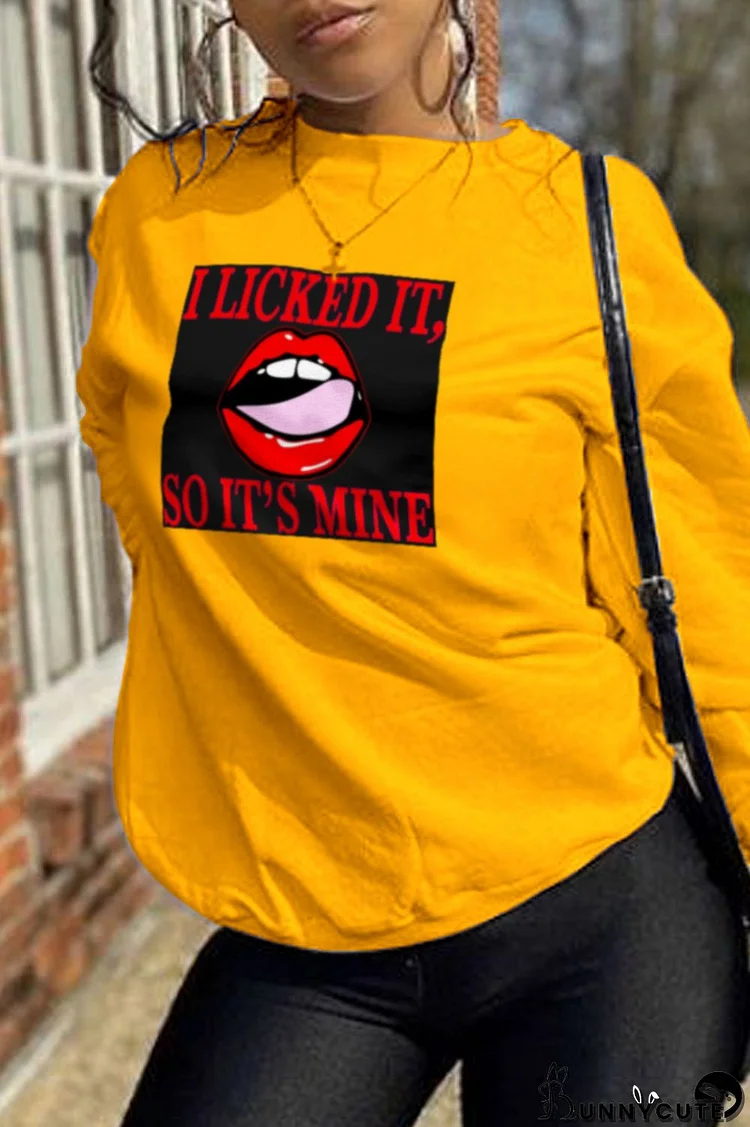 Yellow Fashion Street Print Patchwork O Neck Tops