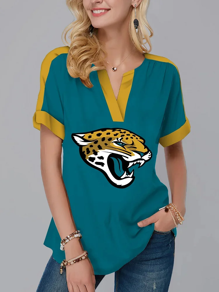 Jacksonville Jaguars Fashion Short Sleeve V-Neck Shirt