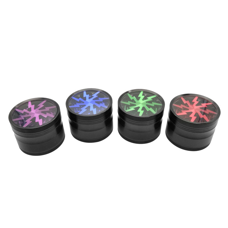 63MM 4-Layer Cool Lightning Aluminum Alloy Herbal Tobacco Grinder Metal Smoke Crusher