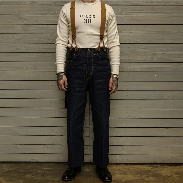 TIMSMEN Vintage Denim Suspenders Overalls