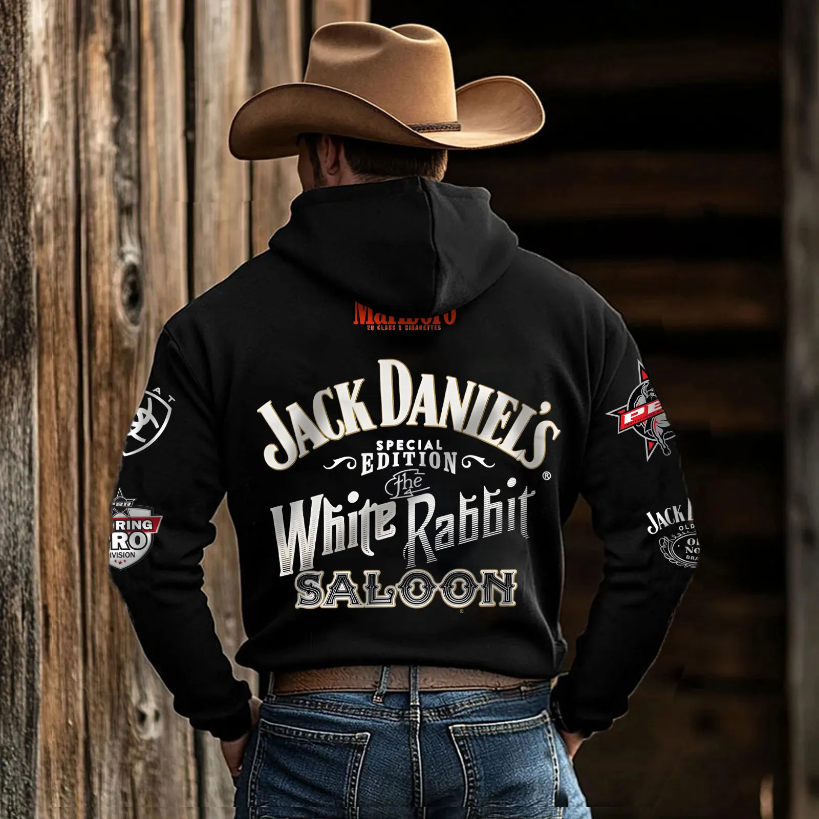 Men's Western Cowboy Style Fleece-Lined Hoodie