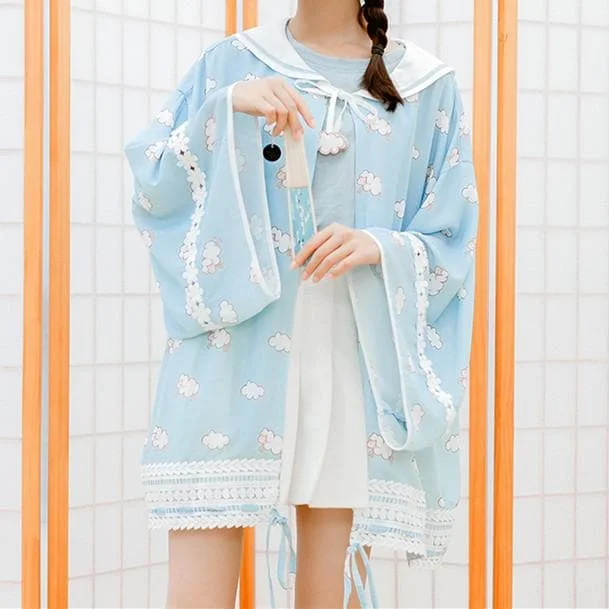 Blue Kawaii Sheep Cardigan Coat SP1710731