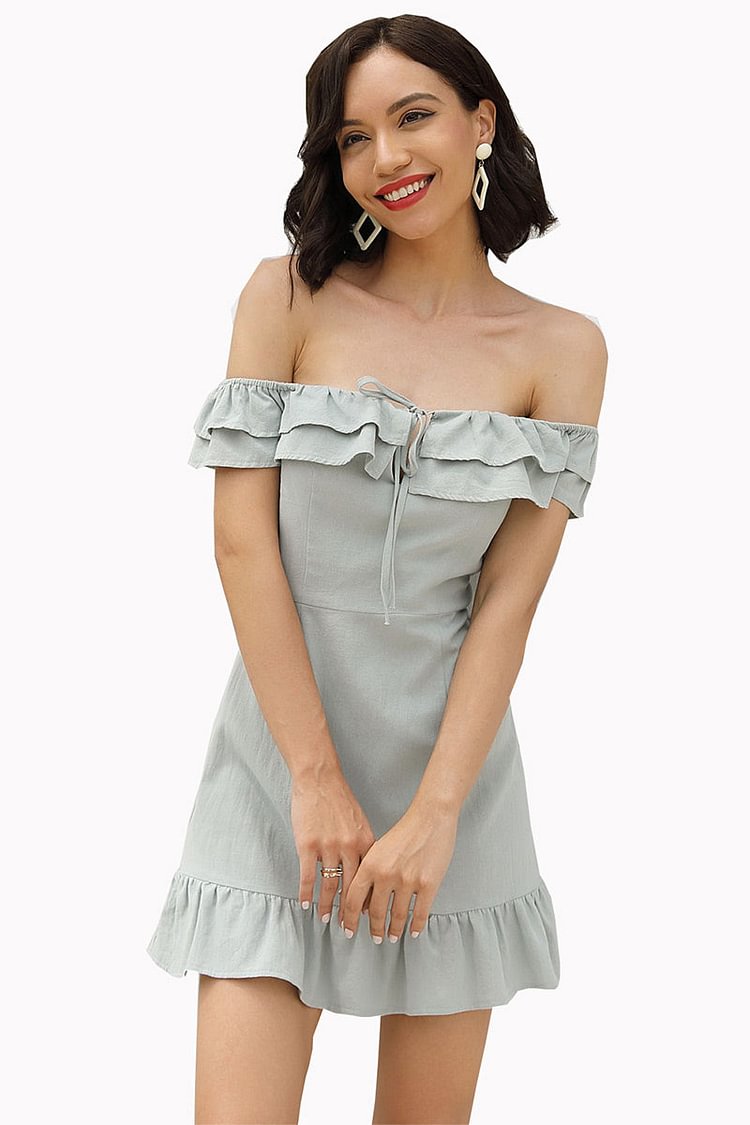 Off-the-shoulder Backless Empire Fitted Ruffled Dress - Shop Trendy Women's Clothing | LoverChic