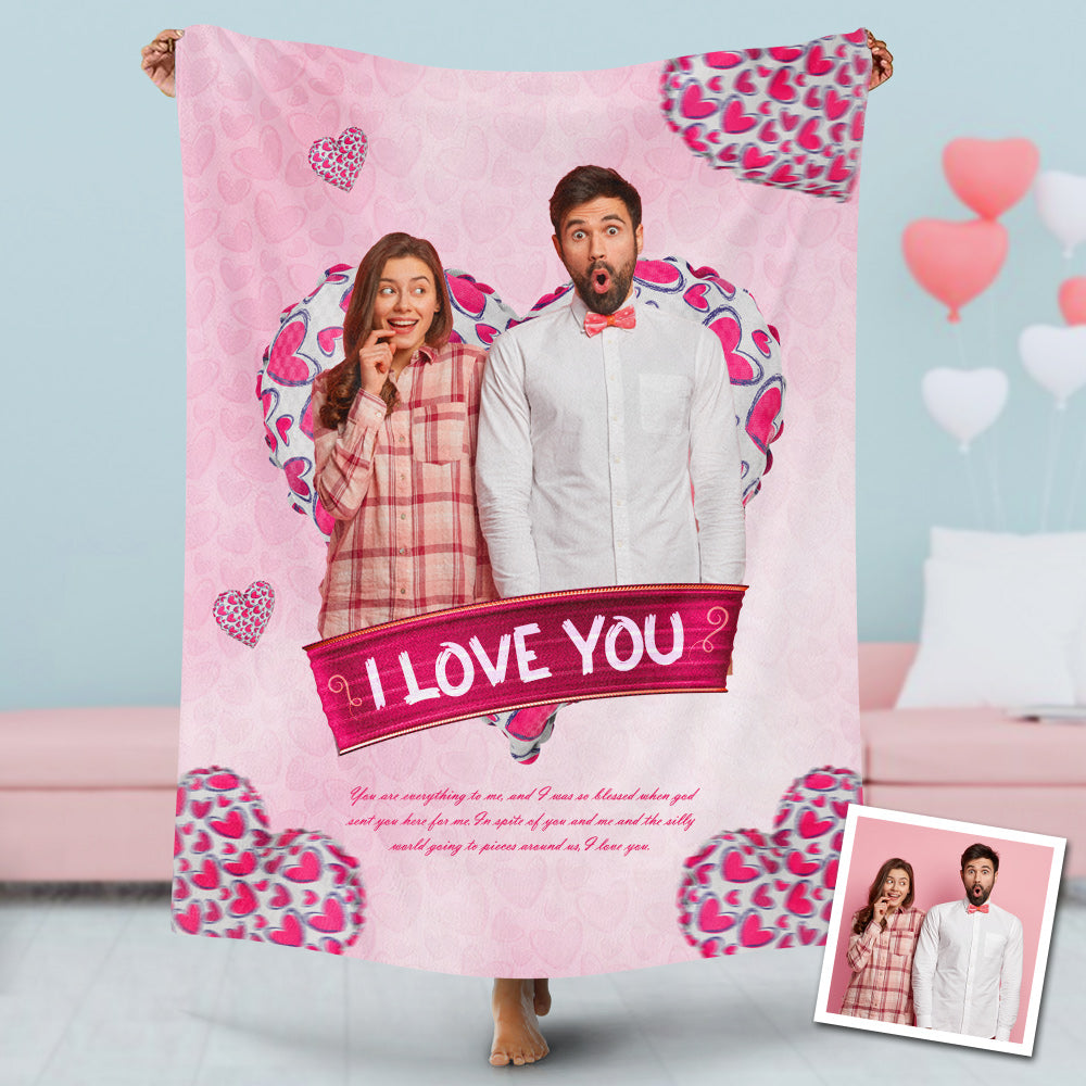 Custom Photo Blanket Personalized Gift Fleece Blanket Couple Valentine