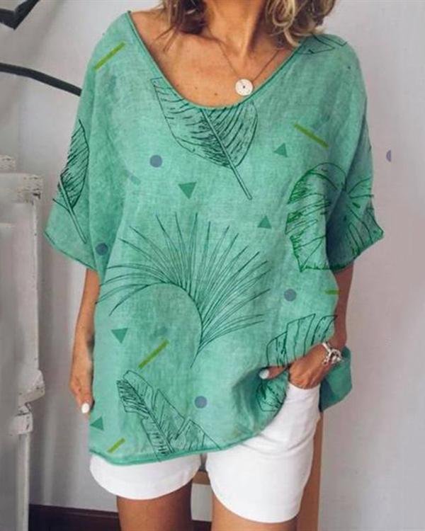 Casual Printed Short Sleeve T-shirts Tops