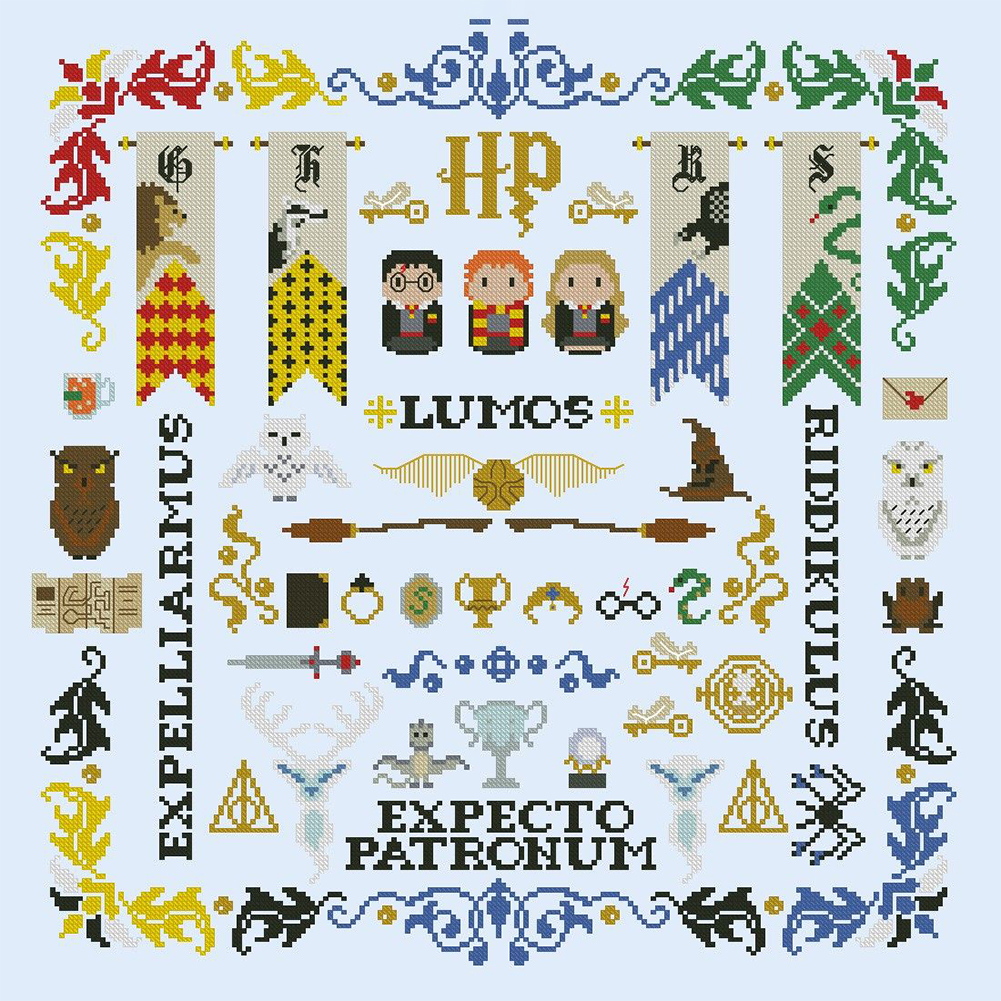 Counted/Stamped)Harry - Potter Cross Stitch Kits DIY-40x50CM School Symbol  Full Embroider Needlework